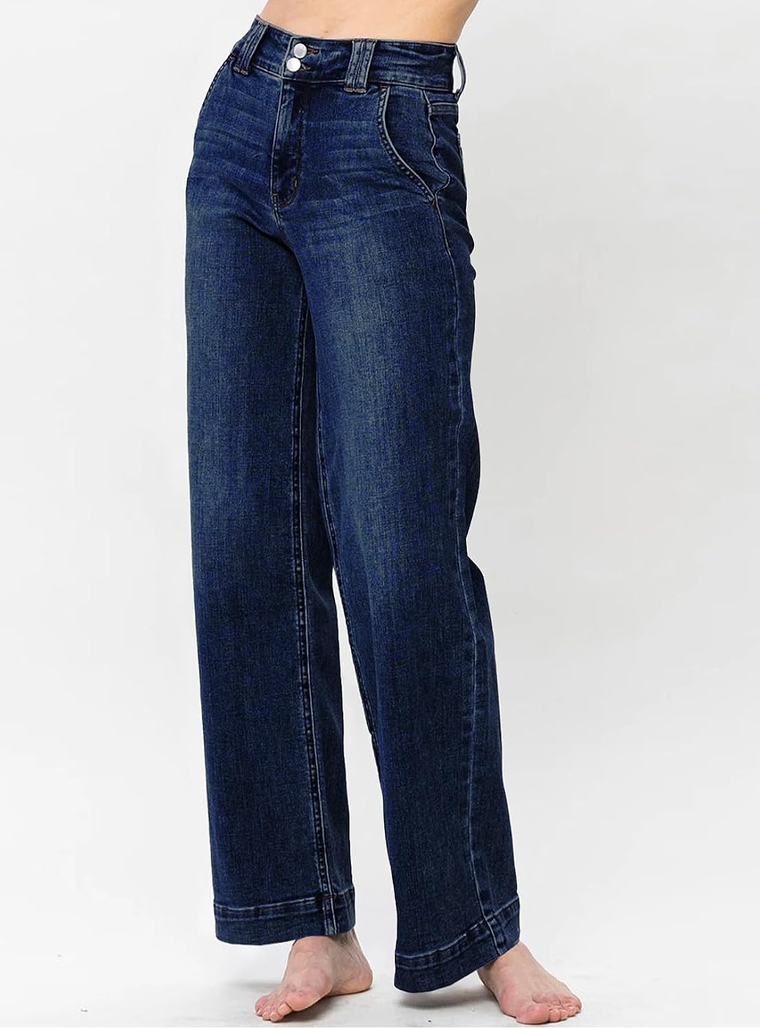 Detalle 2 de Astylish Women’s High Waisted Wide Leg Straight Jeans with Tummy Control Waist