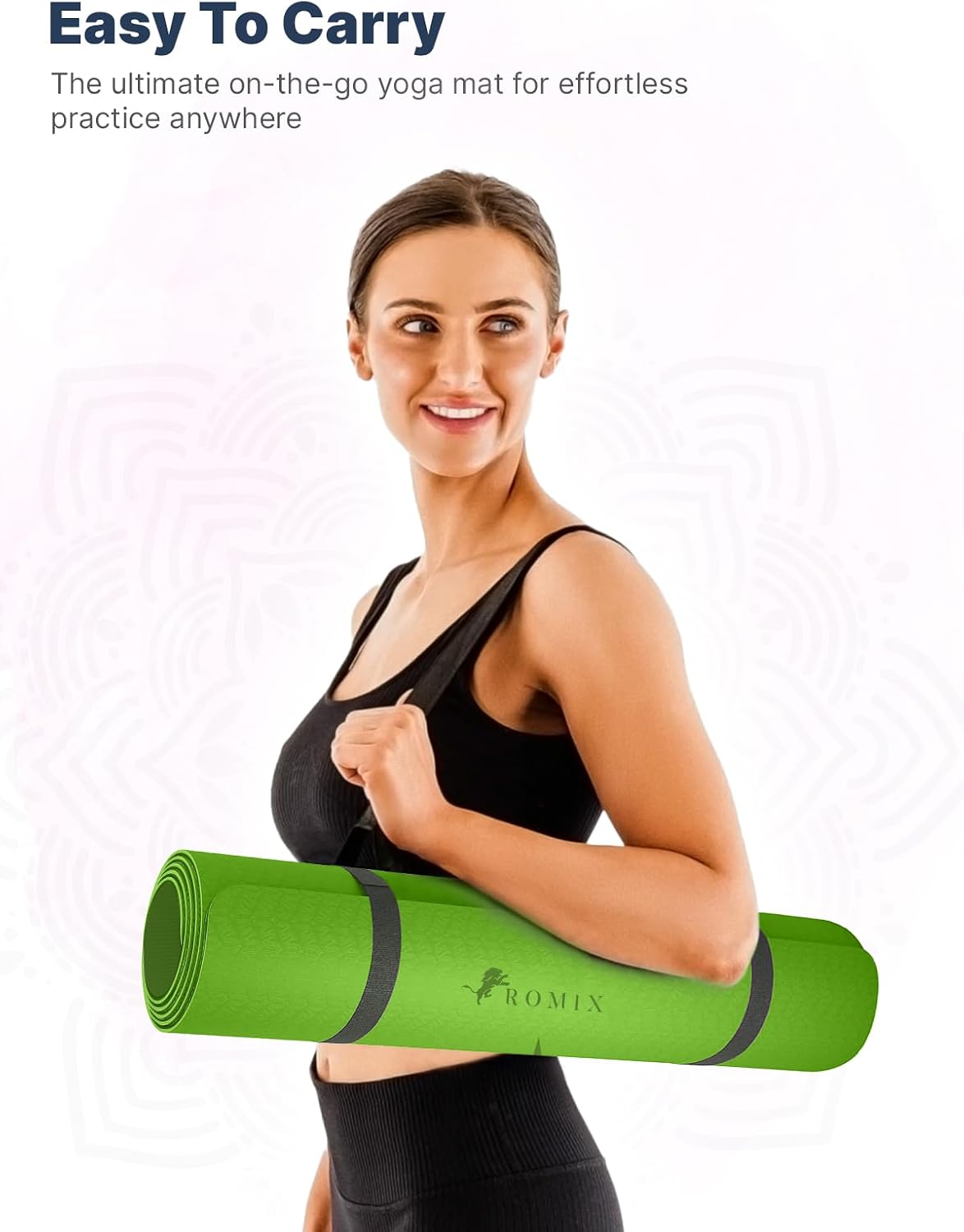 Thumbnail 5 de ROMIX Pro Yoga Matte mit Körper-Ausrichtungslinien – rutschfeste TPE Yogamatte (6 mm) inkl. Tragetasche