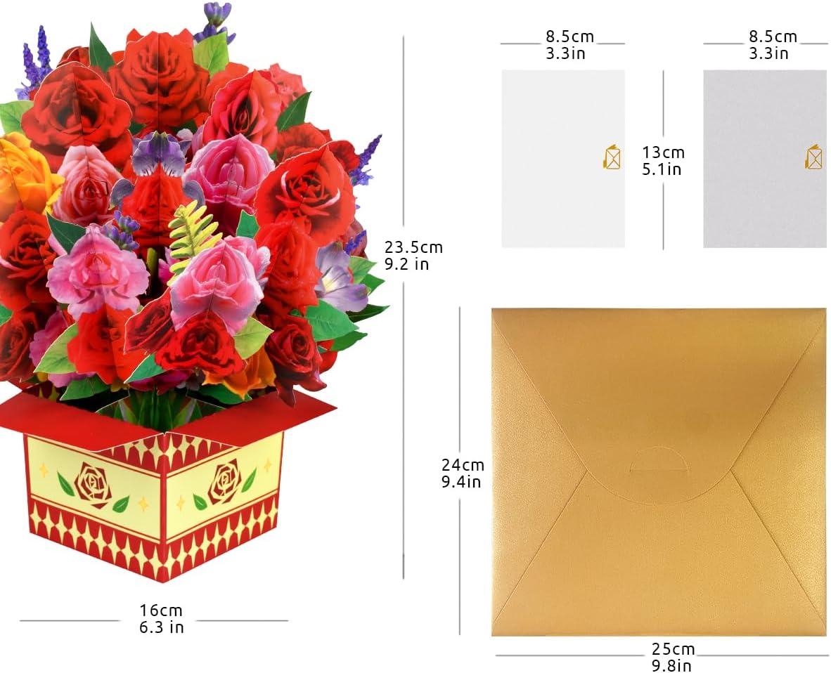 Thumbnail 1 de CNLITIHEKA Rose Pop-Up Flower Bouquet Card, 3D Design with Envelope
