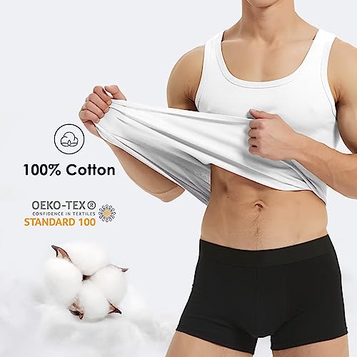 Detalle de YouShow Blanco Camiseta de Tirantes Hombre 100% Algodón – Pack 3 (Talla L)