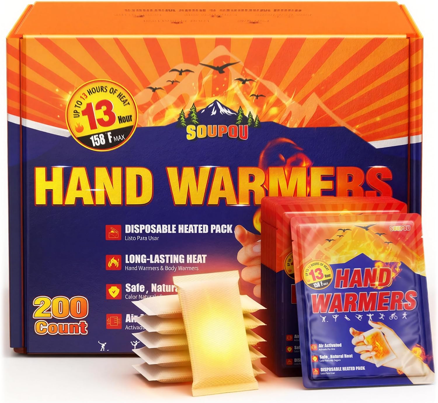 Detalle de Soupou Disposable Hand Warmers, Air-Activated Pocket Warmers, Up to 13 Hours