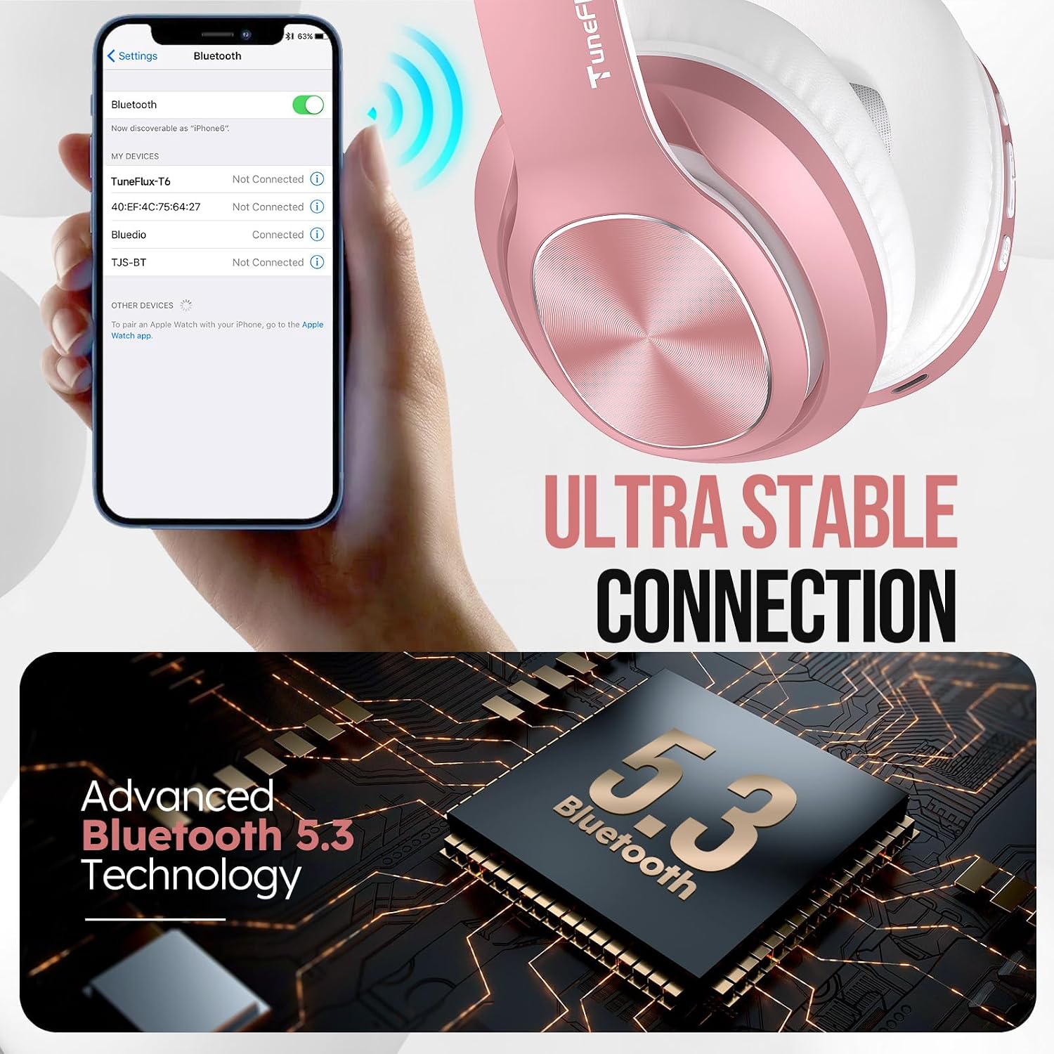 Thumbnail 5 de TuneFlux Wireless Headphones 80H playtime