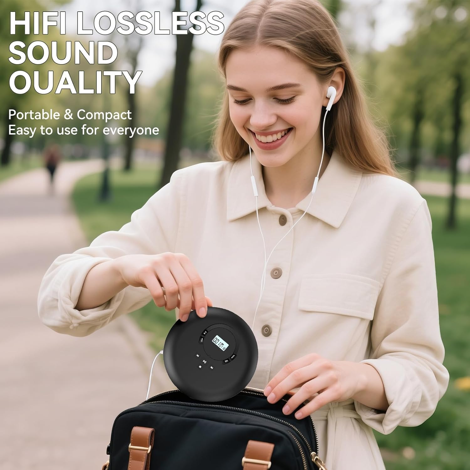 Thumbnail 6 de Gueray Portable CD Player with Anti-Skip, LCD Display, and 32-Track Program Memory