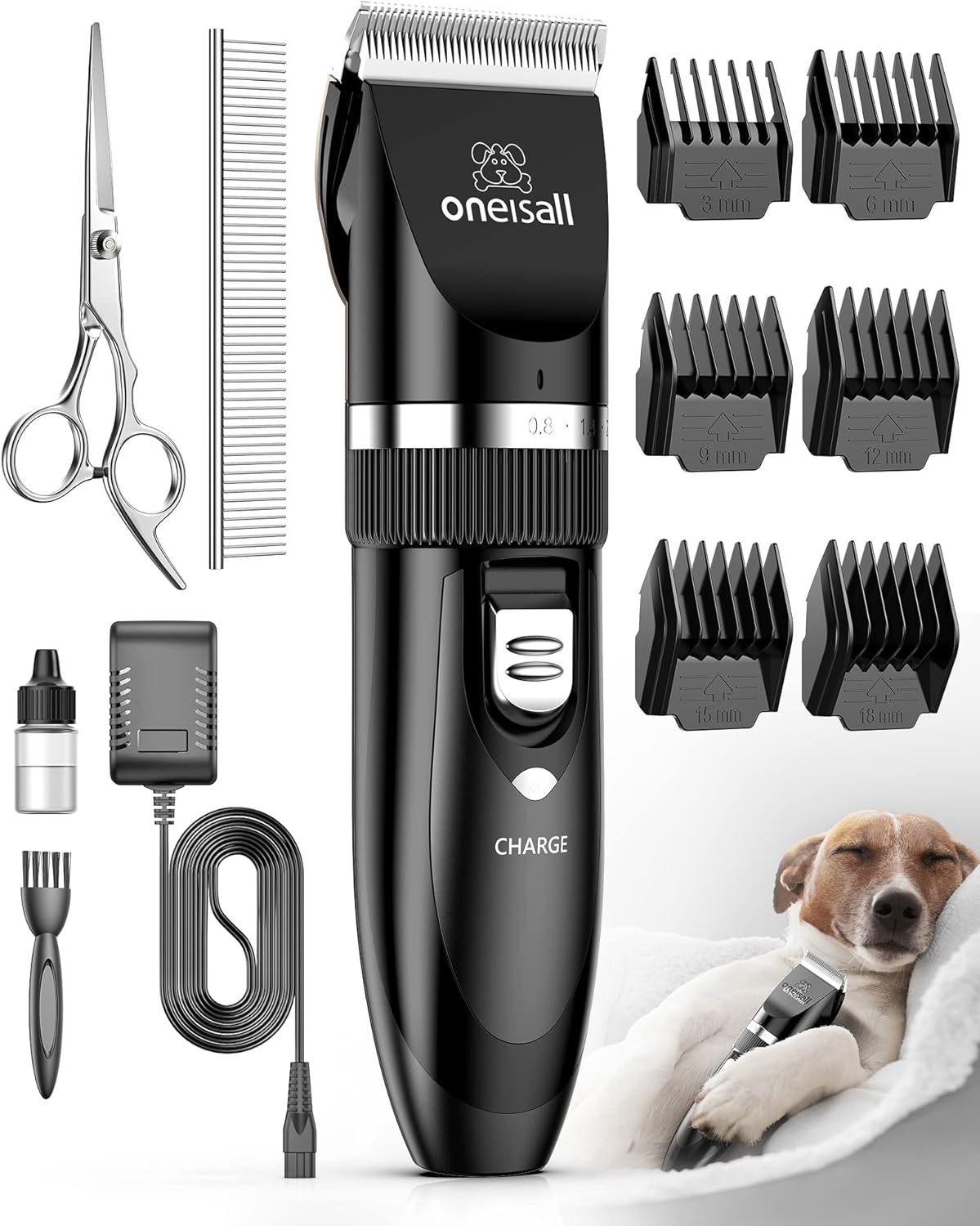 Thumbnail 6 de Oneisall Tosatrice per Cani Professionale a Basso Rumore (Blu) con Lama in Acciaio e Ceramica