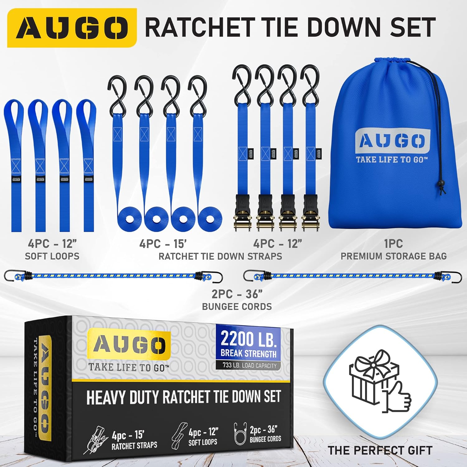 Thumbnail 4 de AUGO Ratchet Straps 15 ft, 2200 lb tie-downs