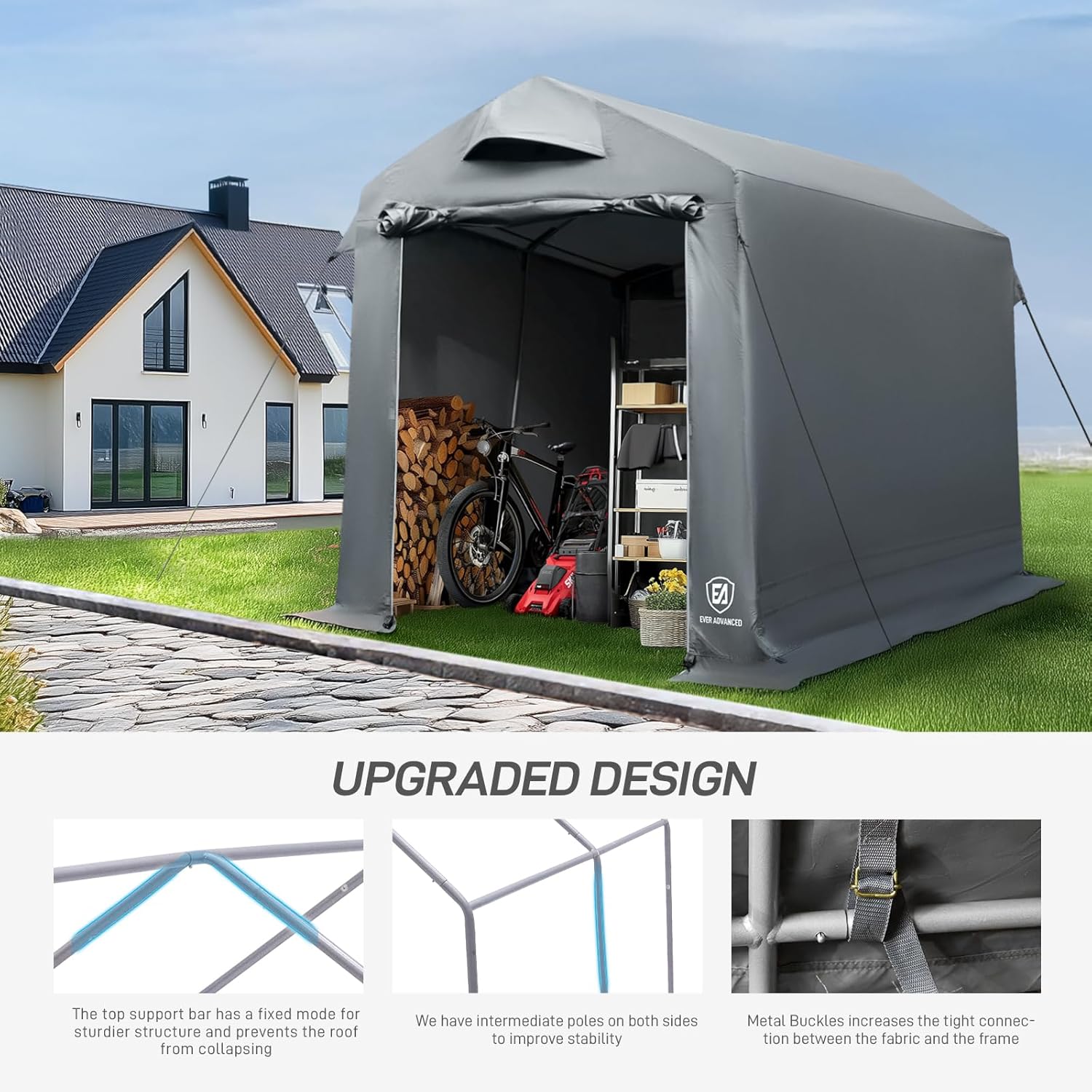 Thumbnail 2 de Ever Advanced Outdoor Shelter with Vents – 3000mm water-resistant foldable portable garage for bikes, motorcycles and garden storage