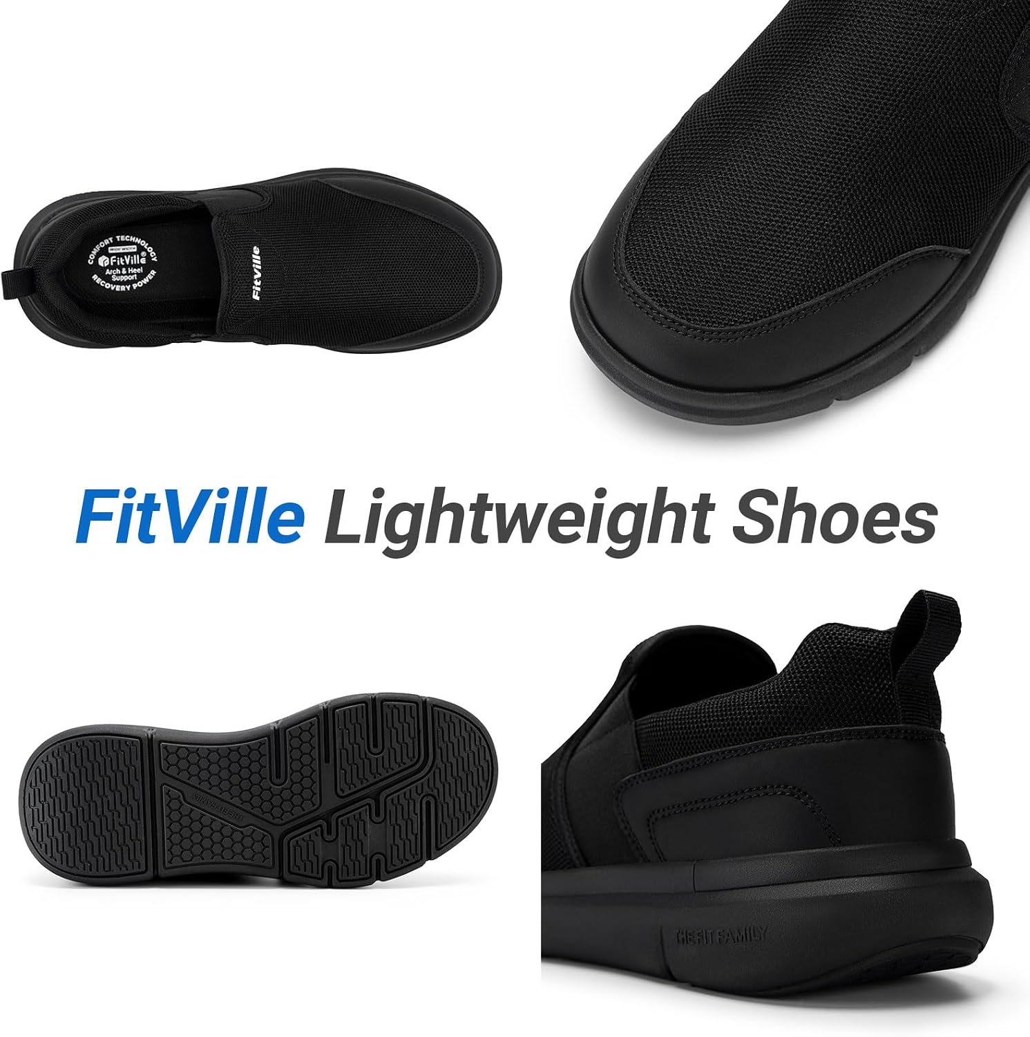 Detalle de FitVille Slip-On Sneaker Herren in Extra Weite (bis 4E) – rutschfeste Walkingschuhe mit atmungsaktivem Obermaterial