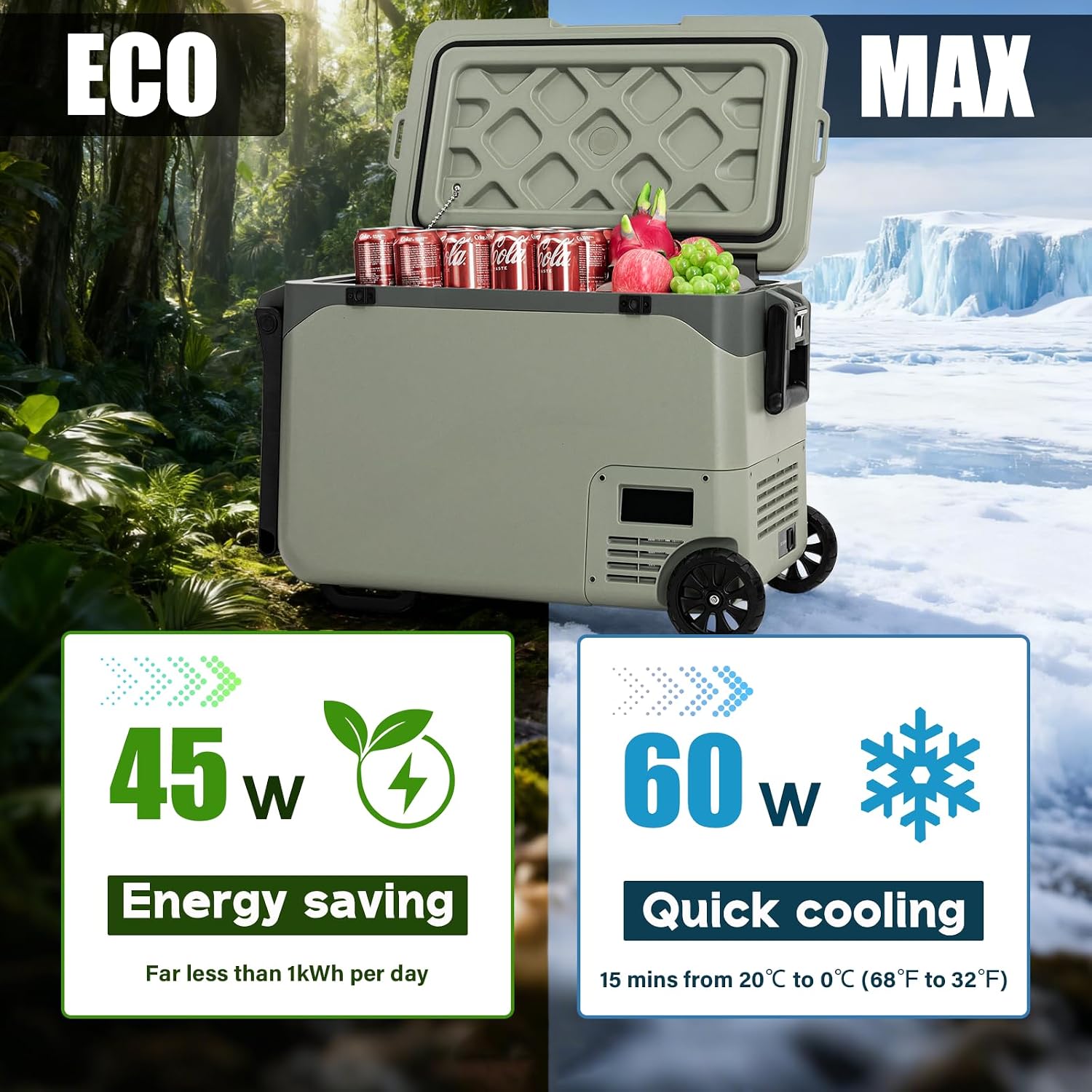 Thumbnail 4 de zcamp GD40W 42.5L Compressor Car Refrigerator: Portable Dual-Power Cooling for Vehicles, Homes, and Outdoors
