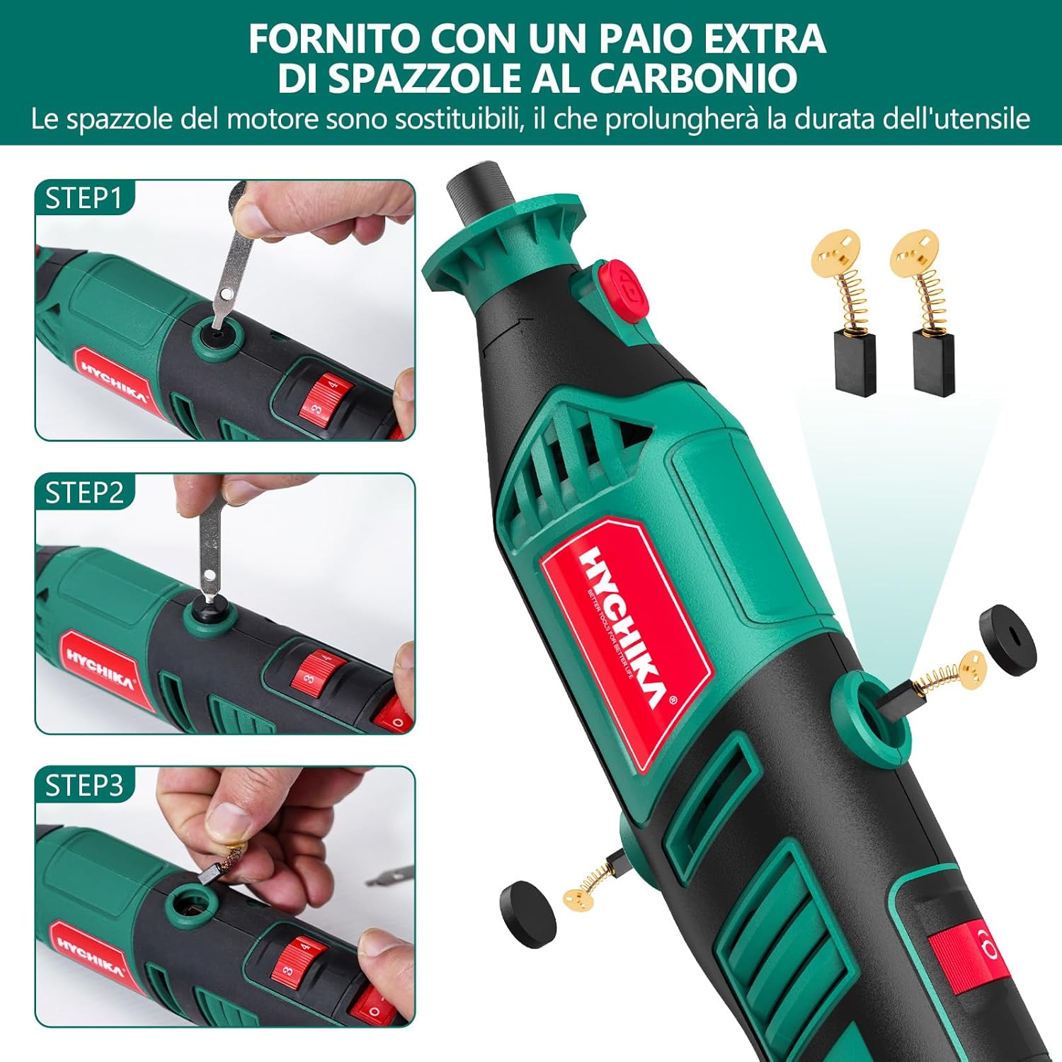 Detalle de HYCHIKA 170W Utensile Rotante con Albero Flessibile e Kit da 173 Accessori – Potenza e Versatilità per il Fai-da-te