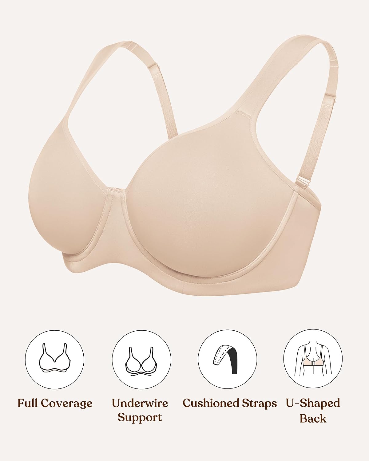 Detalle de HSIA Joan Minimizer Bra for Women, Full-Coverage Underwire T-Shirt Bra