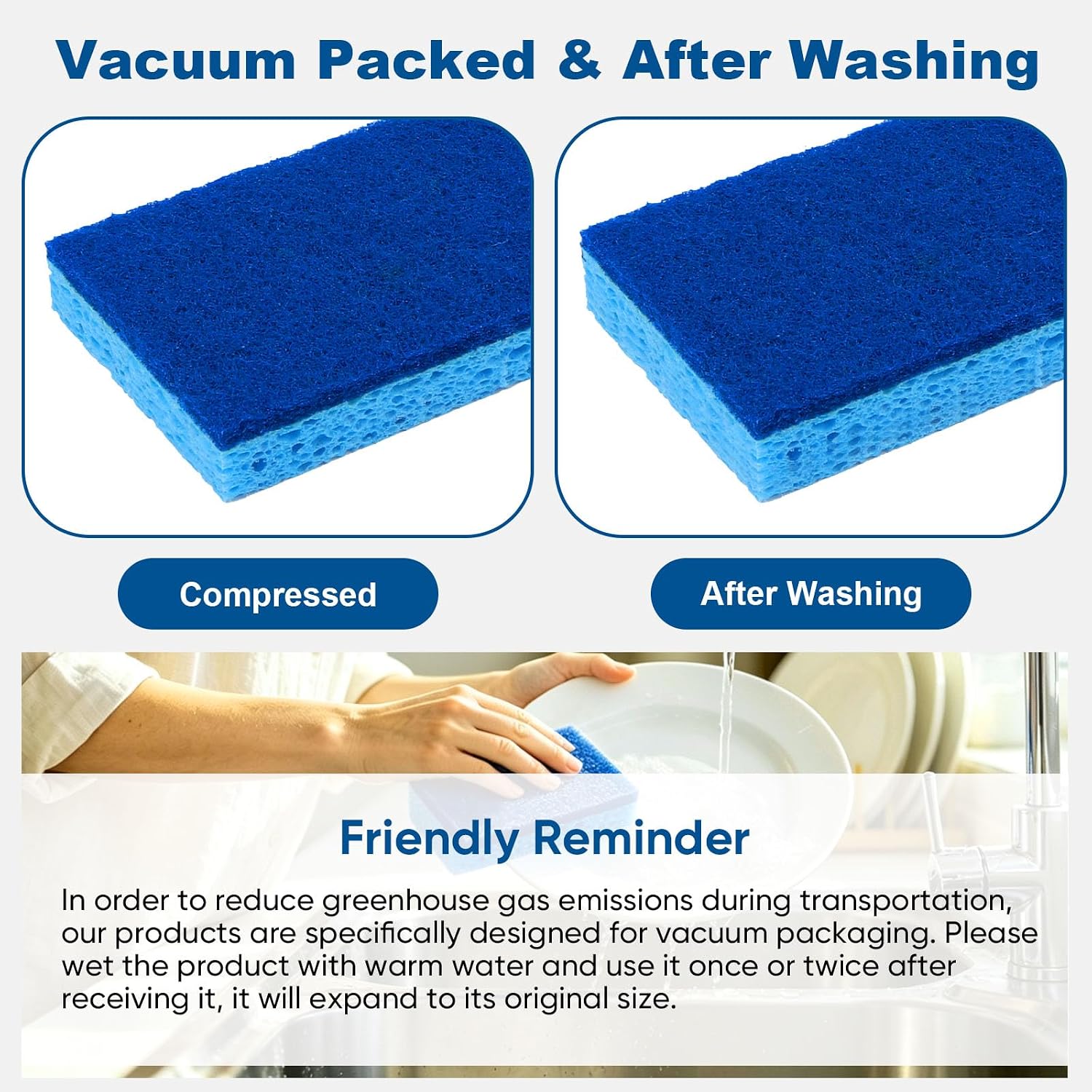 Detalle de HOMEXCEL Kitchen Sponges (24 pcs) — Non-Scratch Dual-Sided Scrub & Wipe Sponges