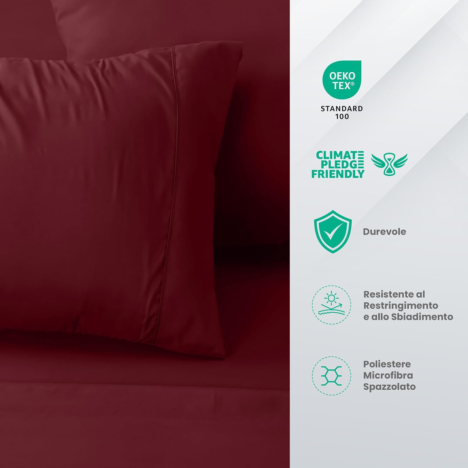 Detalle 2 de Utopia Bedding Set lenzuola matrimoniali 180x200 cm bordeaux
