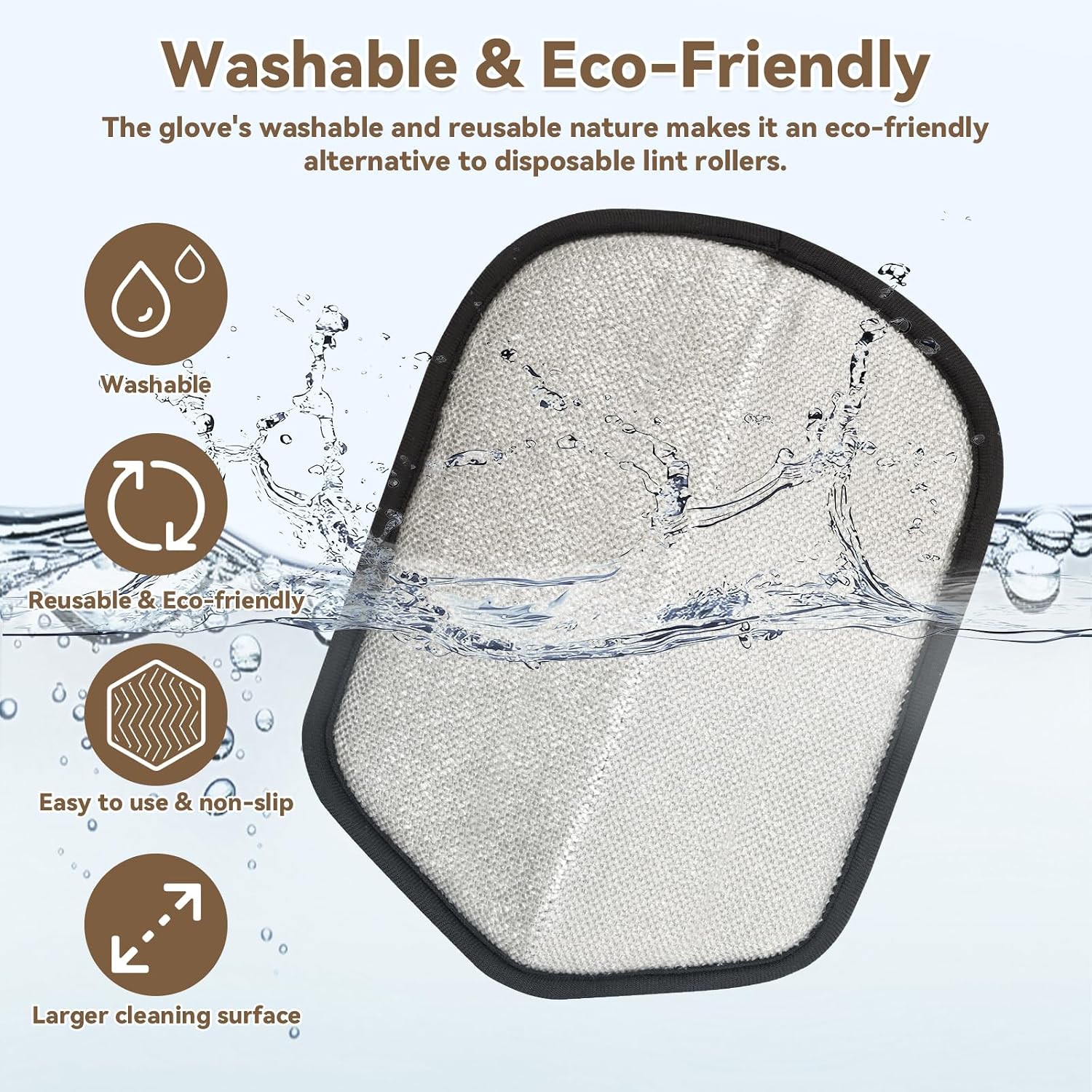 Detalle de Washable Reusable Pet Hair Remover Glove (Electrostatic Fur Removal) – black, 2pcs