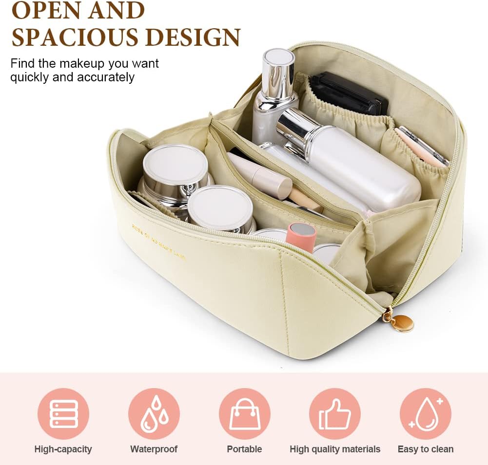 Thumbnail 5 de Grande trousse de maquillage Aucuu en cuir PU imperméable, avec poignée et séparateurs