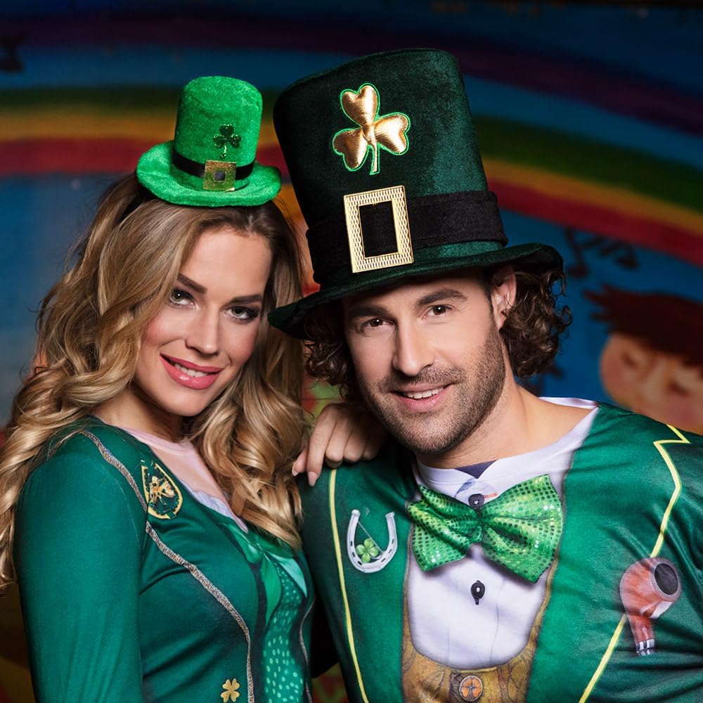 Detalle de Boland 44913 Hut St. Patrick's Day mit Kleeblatt – Zylinderkopfbedeckung für Faschingskostüme