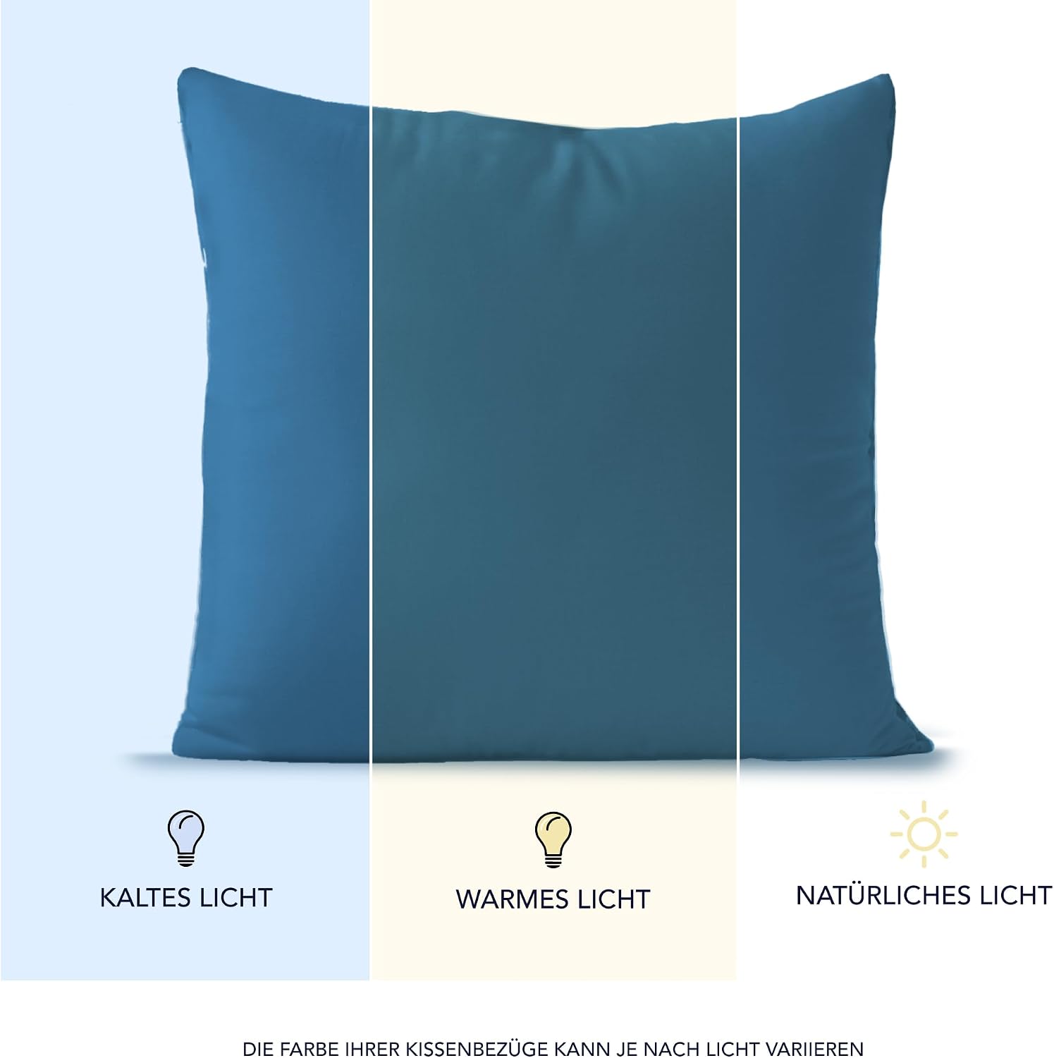 Detalle de Dreamzie Kissenbezug 40x40 Blau – 2er Set, OEKO-TEX, Jersey Baumwolle