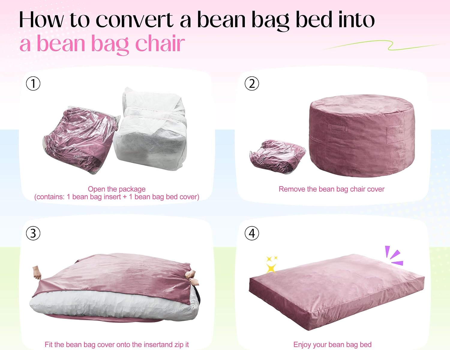 Thumbnail 6 de Hobestluk 3-in-1 Bean Bag Chair, Twin Size