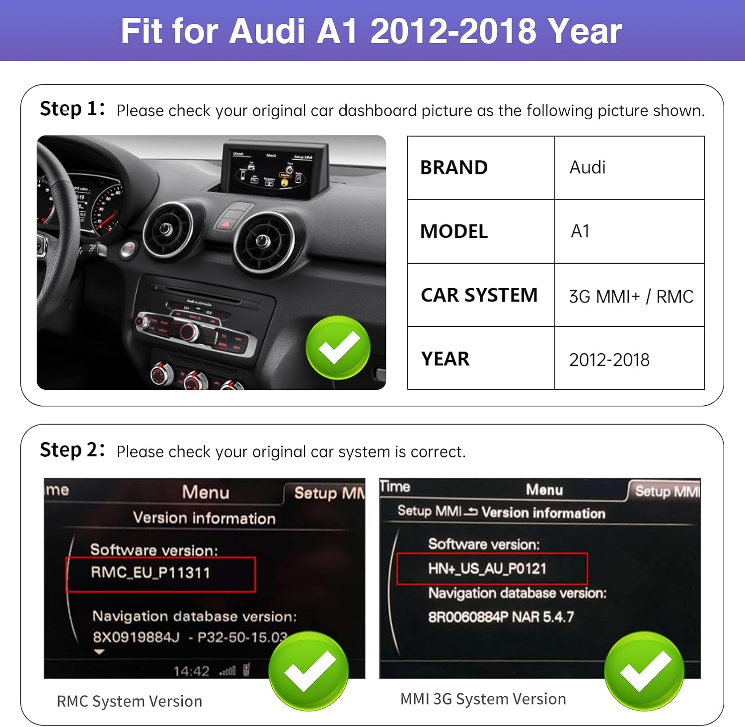 Thumbnail 1 de Road Top autoradio CarPlay/Android Auto senza fili da 12,3" per Audi A1 2012-2018