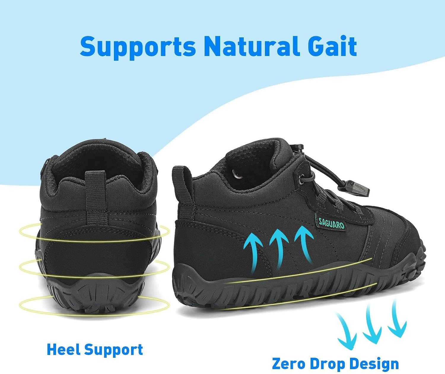 Detalle de SAGUARO Kinder Barfußschuhe atmungsaktiv rutschfest Wanderschuhe Barefoot Minimal Sneaker (Gr. 26–36)