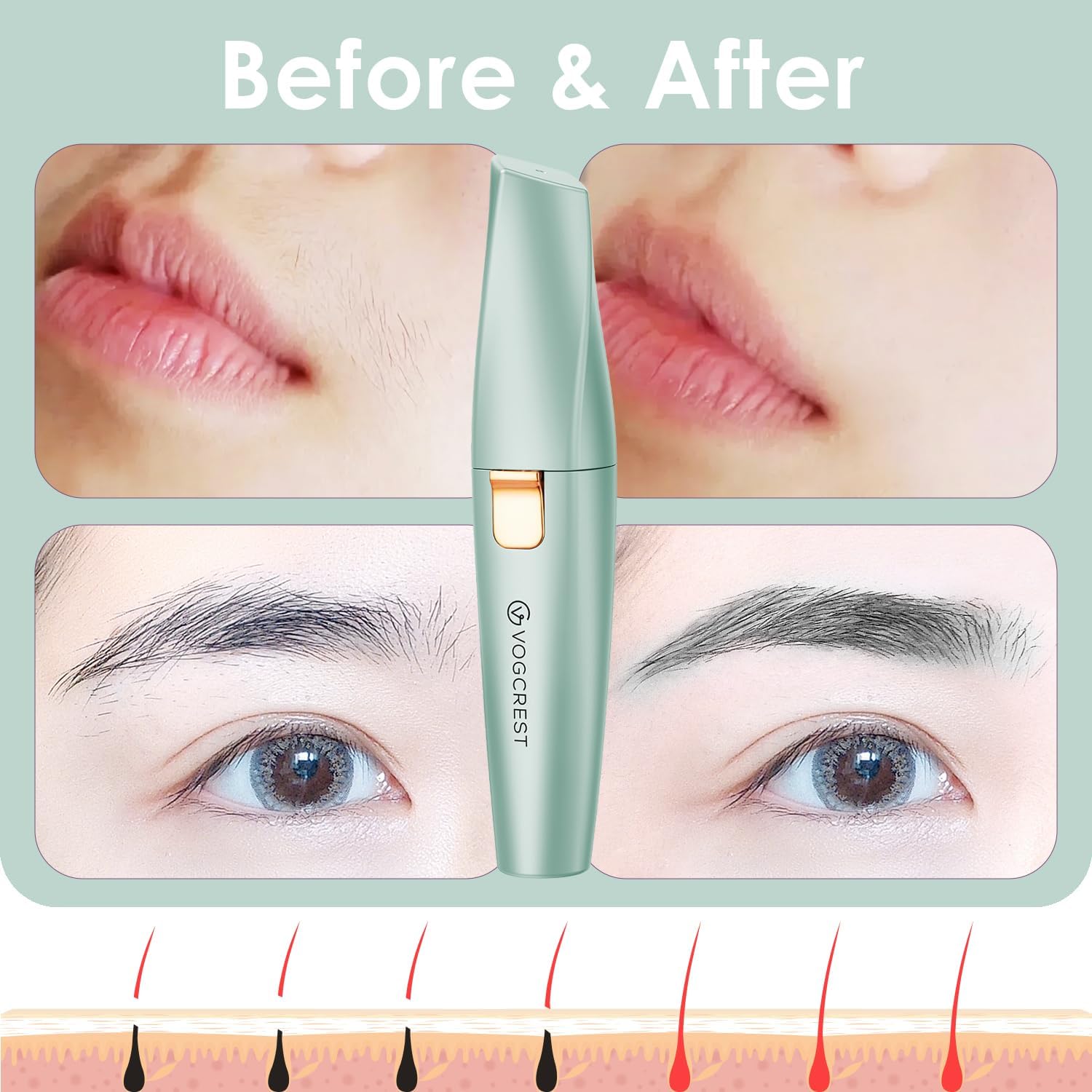 Thumbnail 4 de VG VOGCREST Eyebrow Facial Trimmer 2-in-1 Rechargeable 🔌🪒