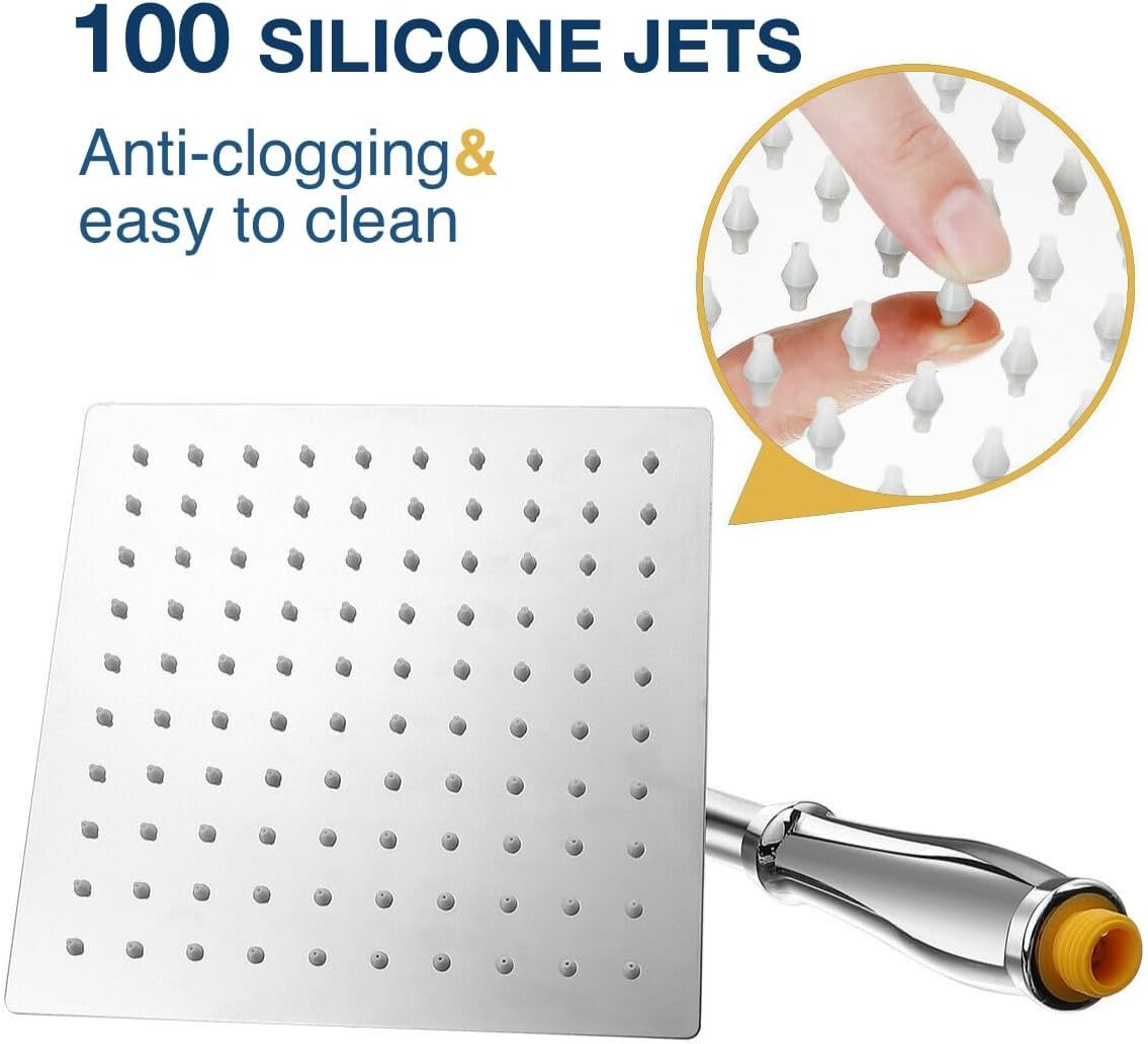 Thumbnail 2 de SIEYESCITY Large Square Rainfall Shower Head with Handheld Arm (8 inch) – Universal G1/2 rain shower