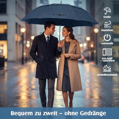 Detalle de ZOMAKE Großregenschirm Sturmfest – Golfschirm M, Marineblau