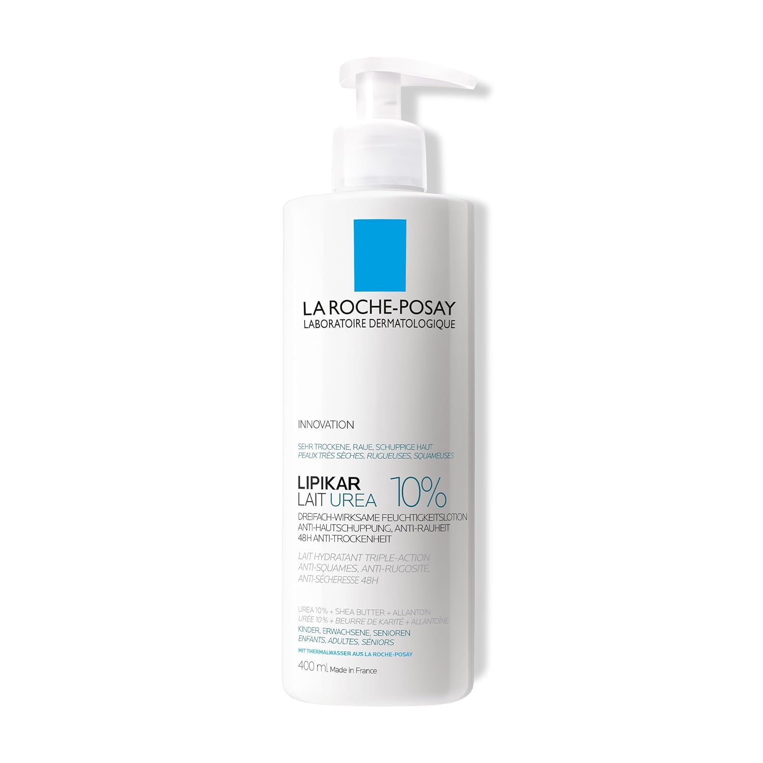 Detalle de La Roche Posay Lipikar Lait Urea 10% – Feuchtigkeitsspendende Körperlotion für sehr trockene Haut (400 ml)