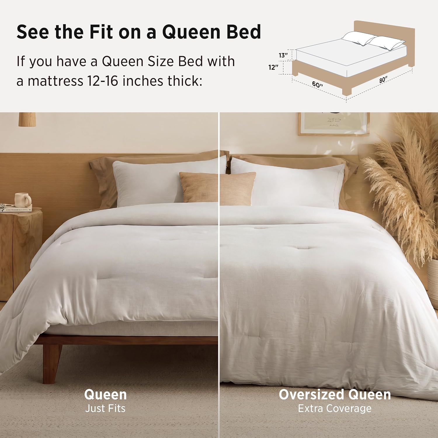 Detalle de Bedsure BB349B2 Queen Comforter Set, Beige, Prewashed and Machine-Washable