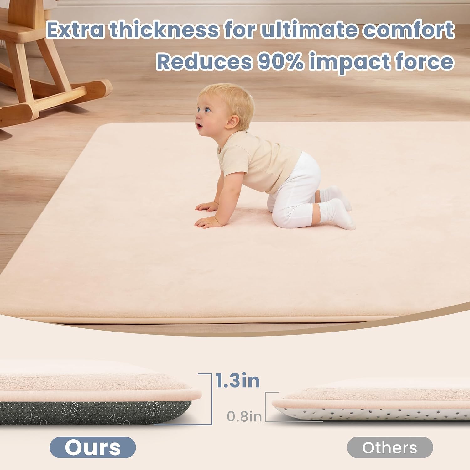 Thumbnail 1 de ACOMOPACK Baby Play Mat – 3cm Memory Foam, 127 x 127 cm, Pink
