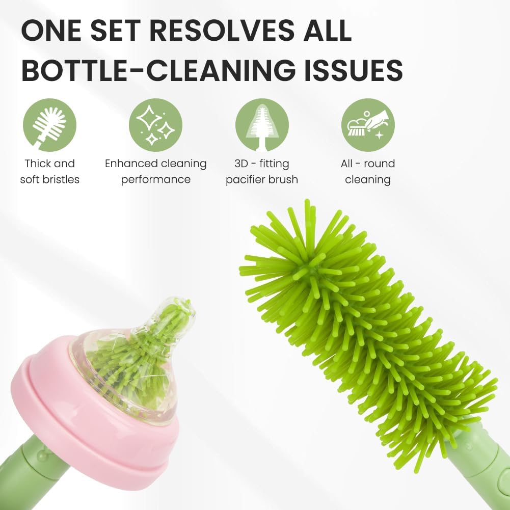 Thumbnail 5 de Vicloon 6 in 1 Baby Bottle Brush Set – Travel Cleaning Kit (Green)