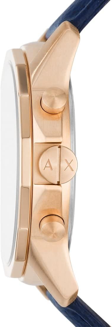 Detalle de Armani Exchange Uhr für Herren – Blaues Zifferblatt, Edelstahlgehäuse, Quarz-Chronograph, 50 m Wasserfest
