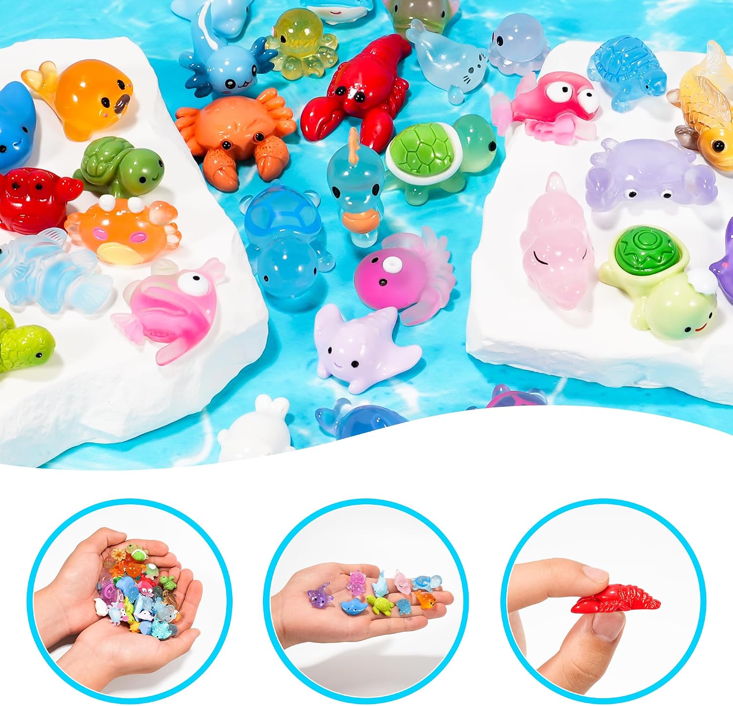 Thumbnail 3 de JWAJWY Mini Ocean Animal Figurines, 43-Piece Resin Decor Set