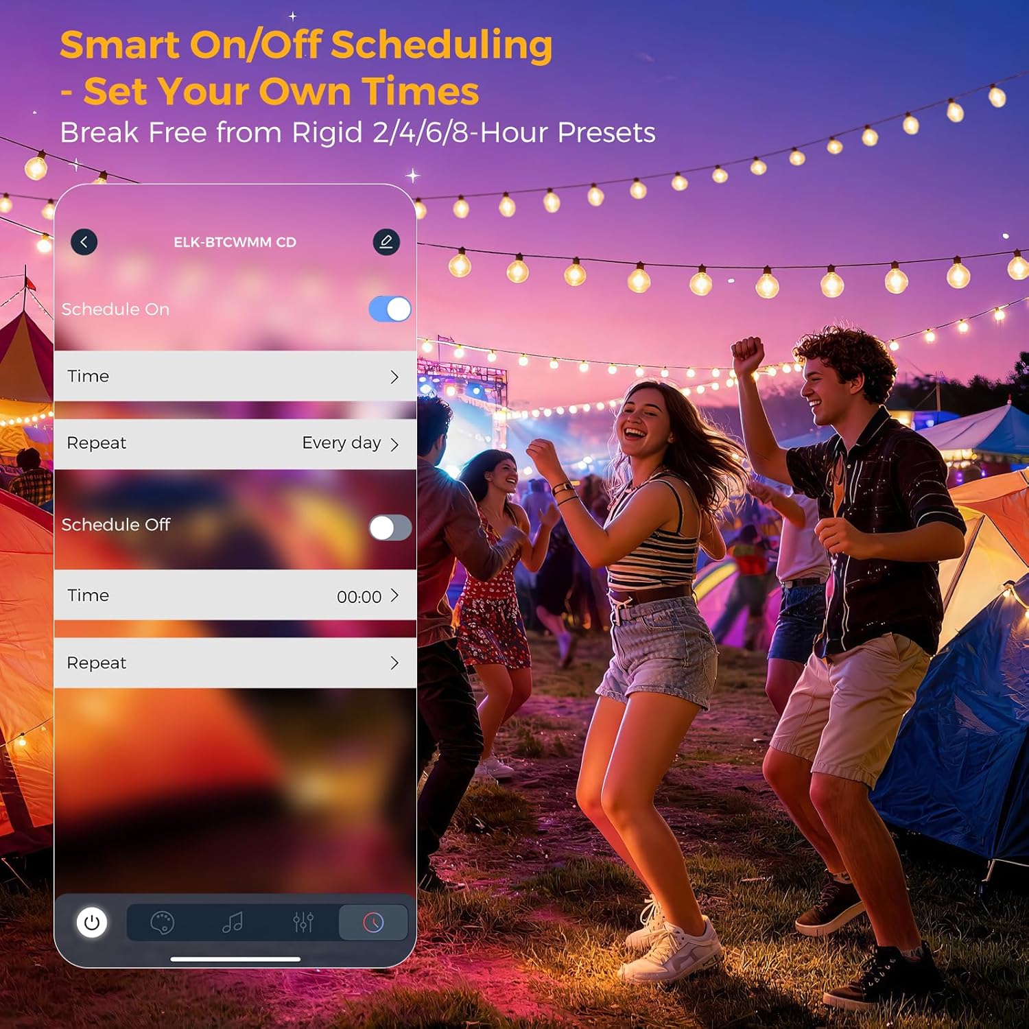 Thumbnail 4 de Outdoor String Lights Mains Powered 33.3 m G40 LED Gazebo Light with Plug, APP & Remote Dual Control (24V, IP44) – 40+2 Spare Bulbs