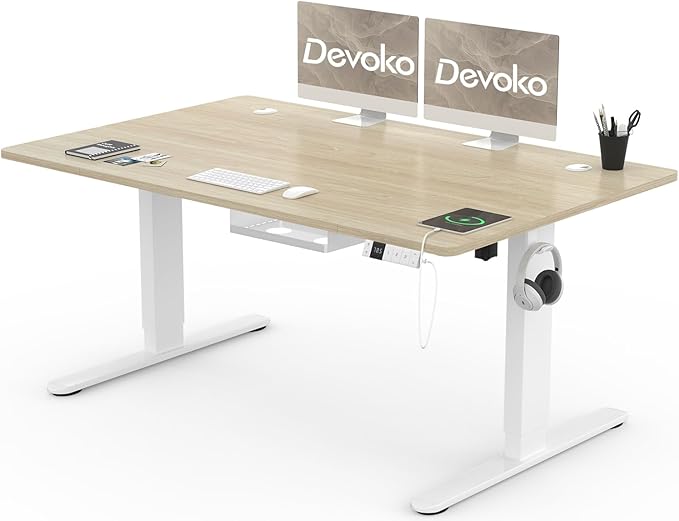 Imagen de Devoko Escritorio Eléctrico 140x80cm con Memoria y Gestión de Cables 🖥 en OfertitasTOP