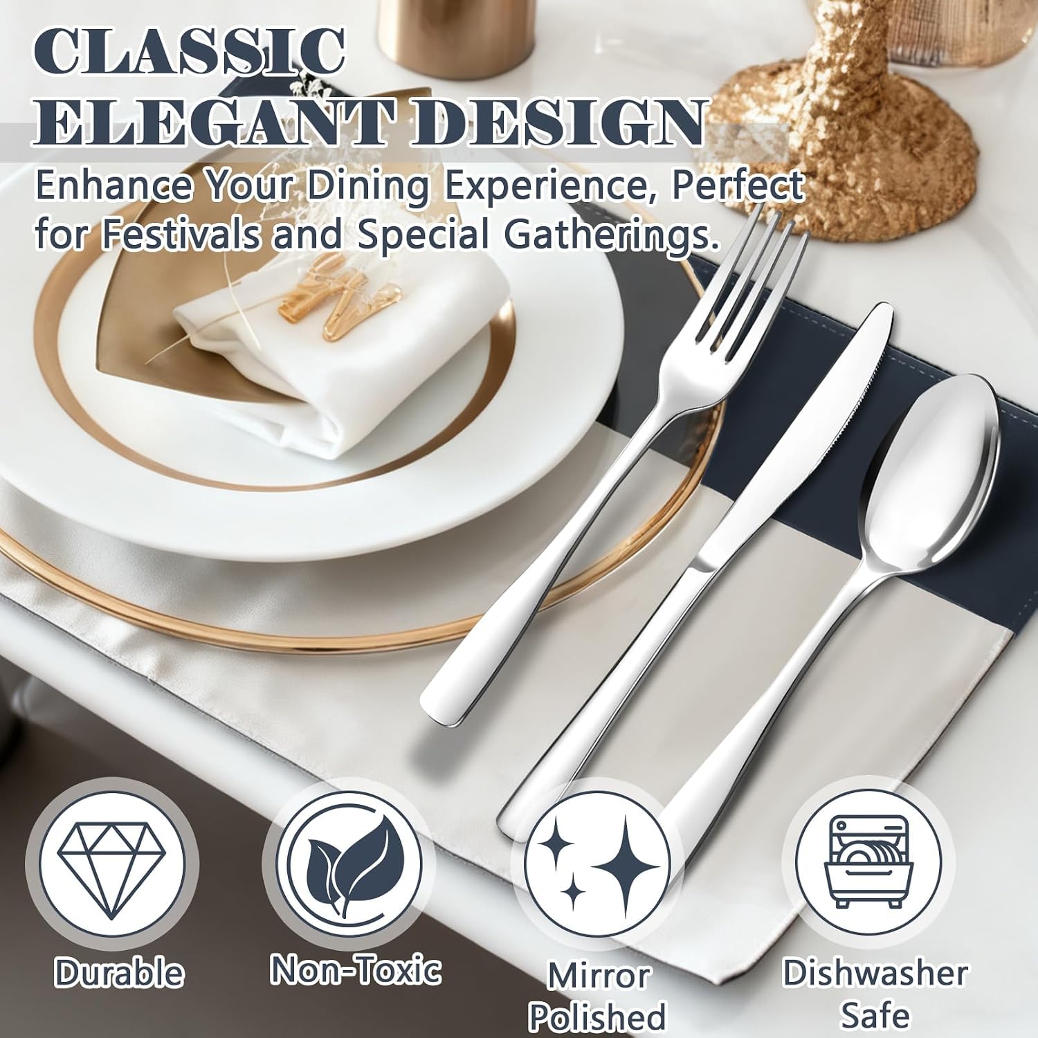 Thumbnail 6 de BEWOS Silverware Set 49-Piece