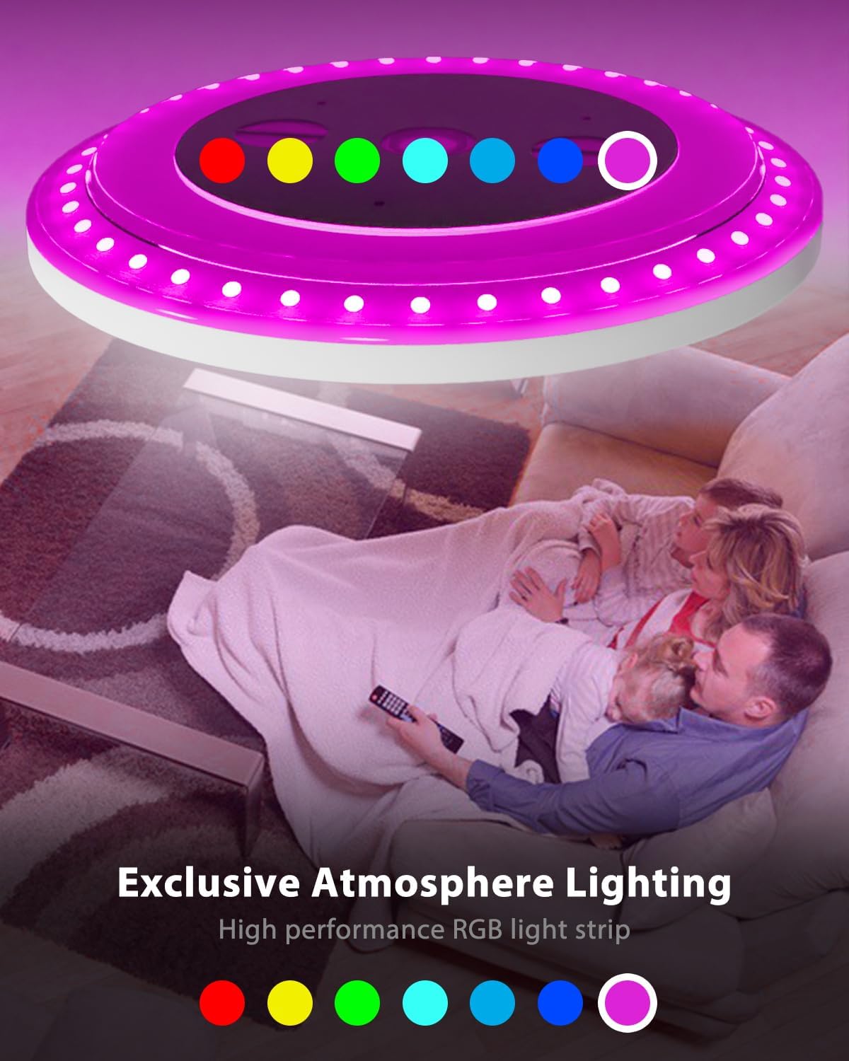 Thumbnail 2 de zemty LED-Deckenleuchte dimmbar 50 cm, 42 W (3.360 lm) mit RGB und Fernbedienung