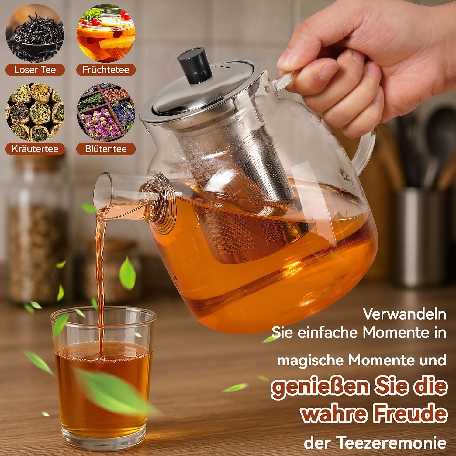 Thumbnail 6 de Elvior C-0297-01 szklany dzbanek do herbaty 1500 ml z sitkiem