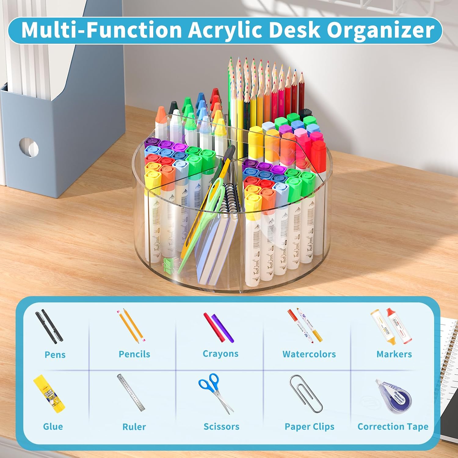 Detalle de Wawocs Rotating Desk Organizer, 6 Compartments