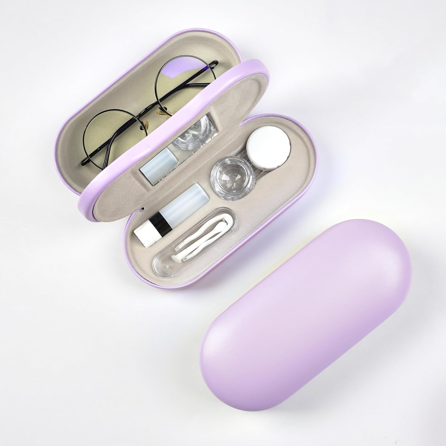 Thumbnail 1 de Eyeglass Case Double Sided Travel Size: 2-in-1 Portable Box for Glasses and Contacts