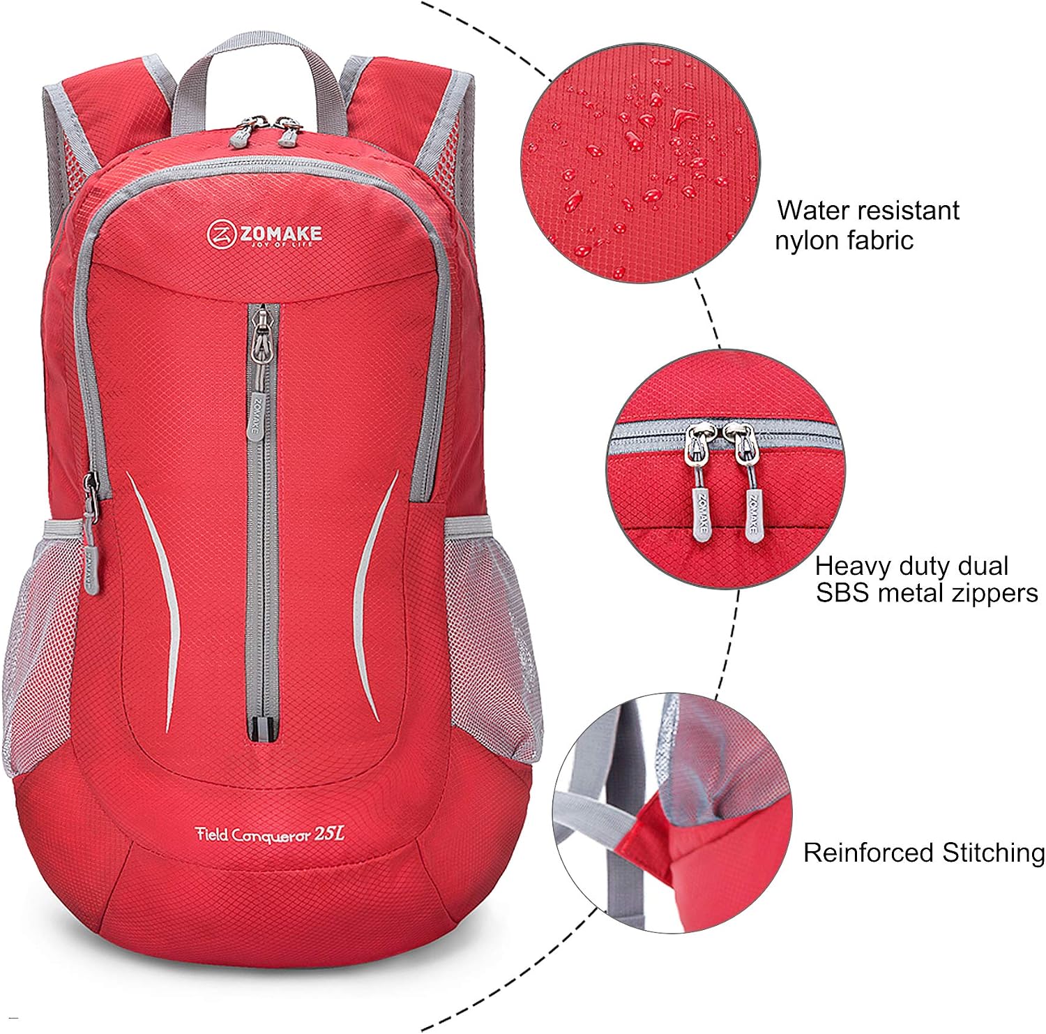 Detalle de ZOMAKE sac à dos pliable ultra-léger 25L (packable) pour randonnée, voyage et sorties