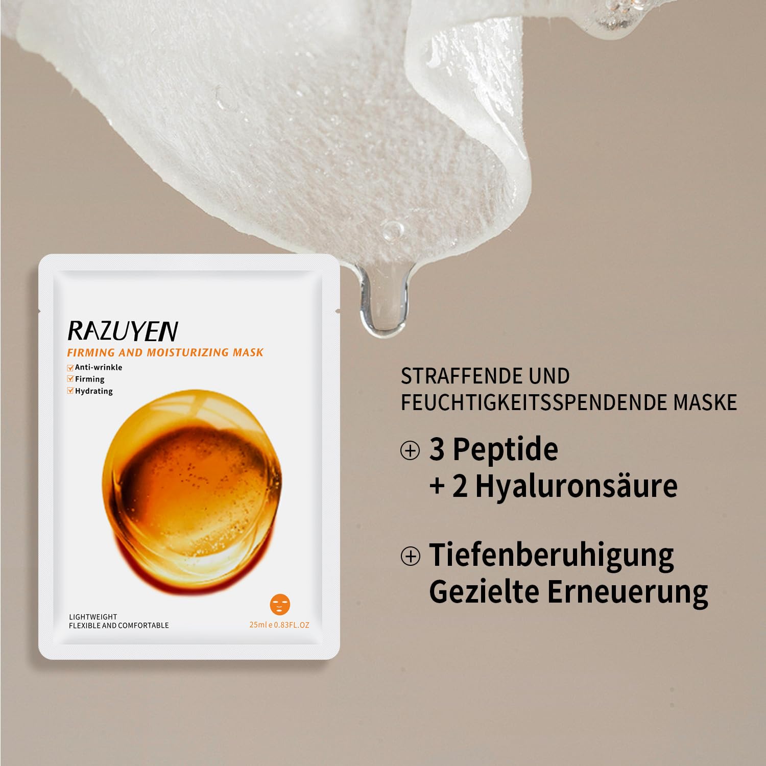 Thumbnail 2 de RAZUYEN Gesichtsmasken-Set mit Peptiden, Vitamin C und Panthenol B5 (9 Sheet Masks) – Anti-Aging & beruhigende Pflege