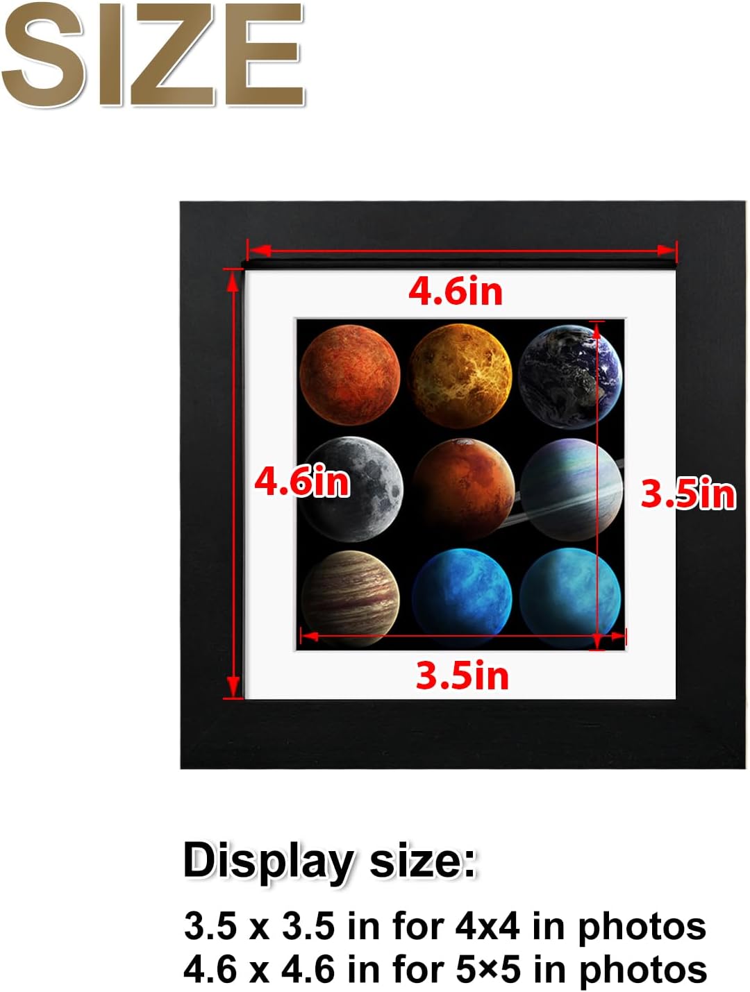 Thumbnail 2 de EGOFINE 5x5 Photo Frames in 100% Solid Wood, Black (5x5 Opening) – Wall & Table Display