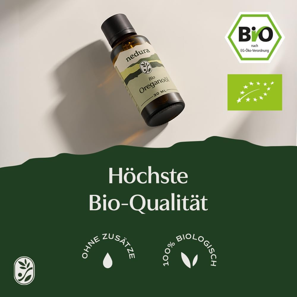 Thumbnail 1 de nedura® BIO Oregano Öl (100% Naturreines Oreganoöl) +82% Carvacrol, Lebensmittelqualität, 30 ml