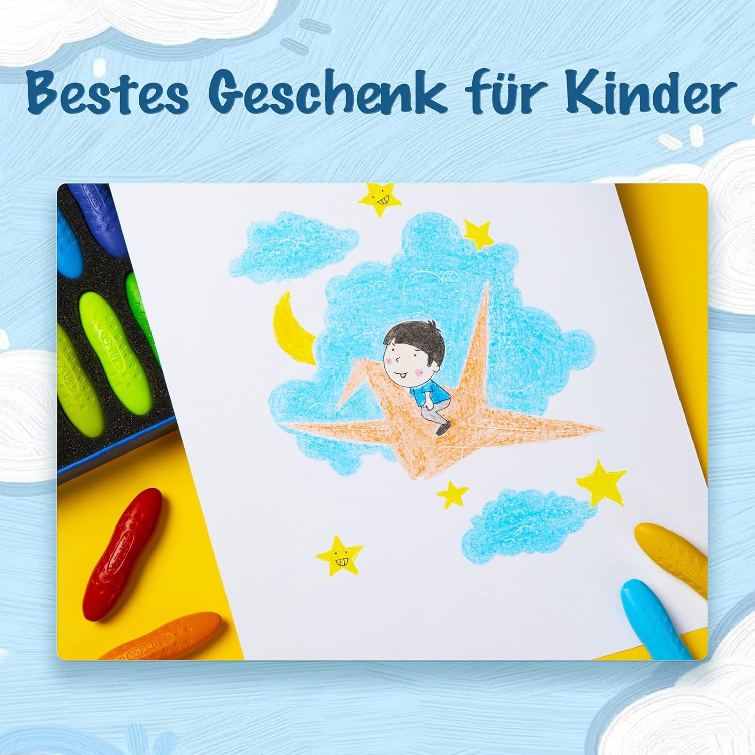 Thumbnail 6 de YPLUS Erdnuss-Wachsmalstifte mit 3 Malbüchern (Set mit 24 Farben) für Kleinkinder ab 2 Jahren