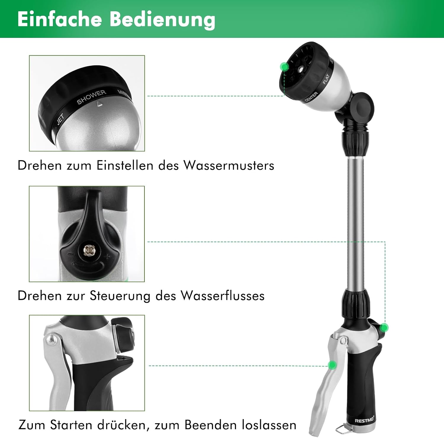Thumbnail 2 de RESTMO Garten Gießstab 42 cm mit 7 Mustern