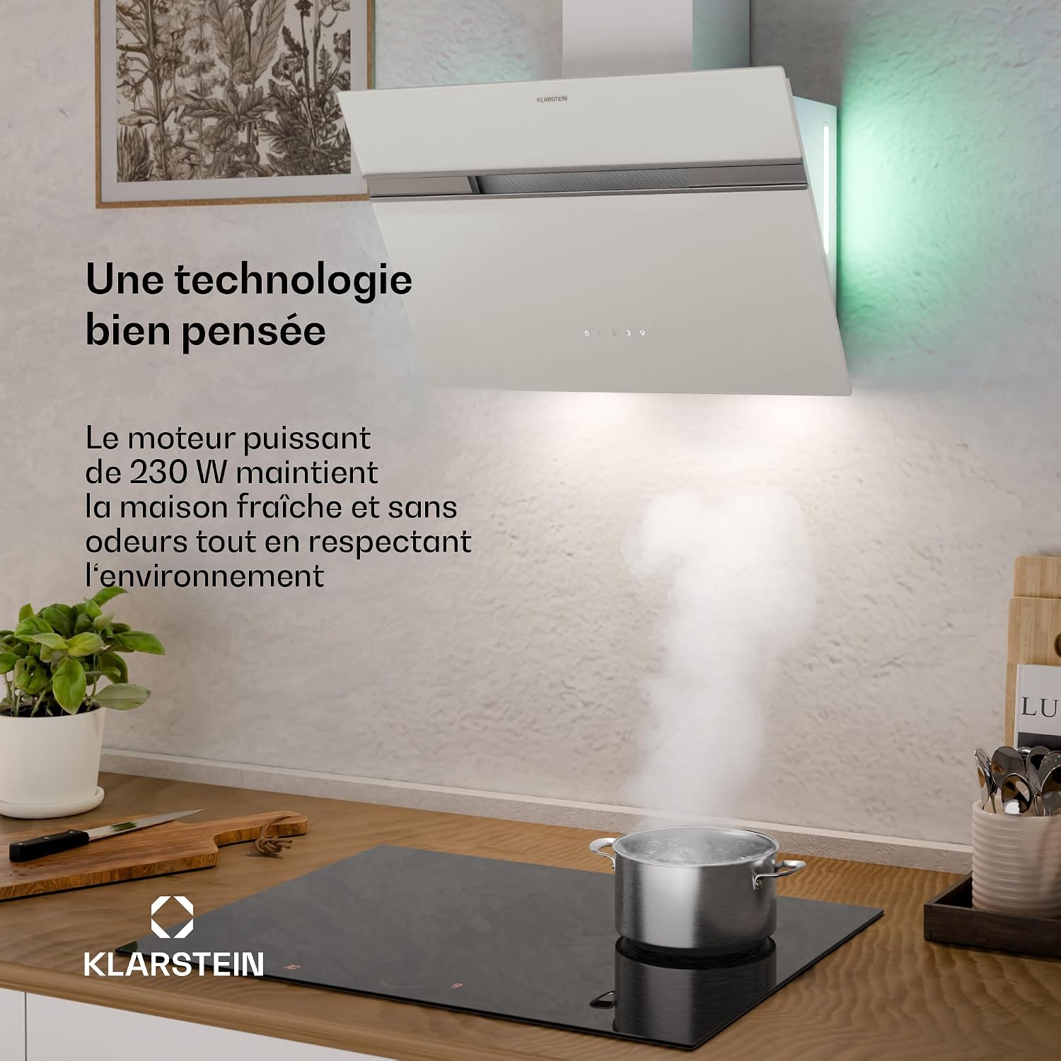 Detalle de Klarstein Alina afzuigkap 60 cm, 600 m³/h, touchbediening en led