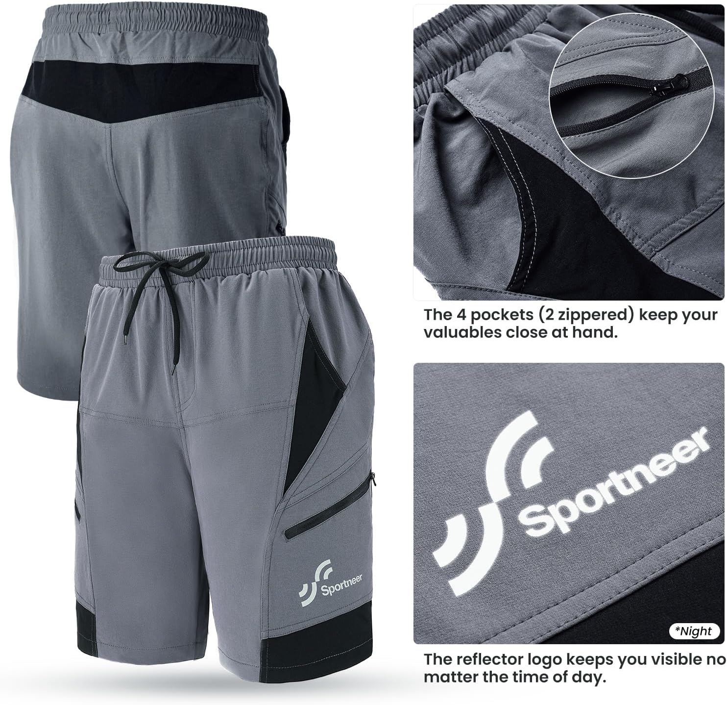 Thumbnail 5 de Sportneer MTB Shorts for Men: 3D Padded, Waterproof, Breathable Cycling Shorts