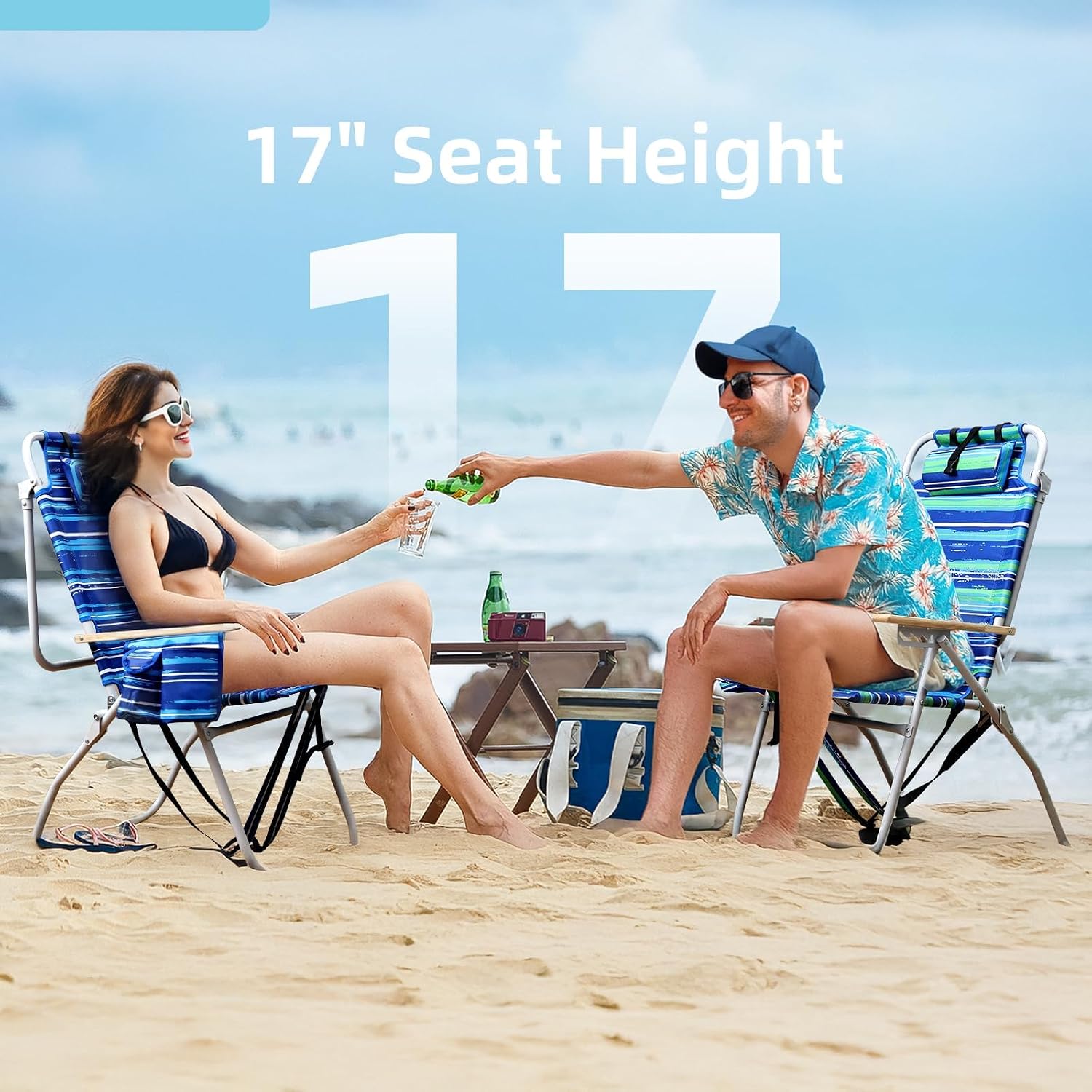 Detalle de Yestomo High Beach Chair 17" Seat Height