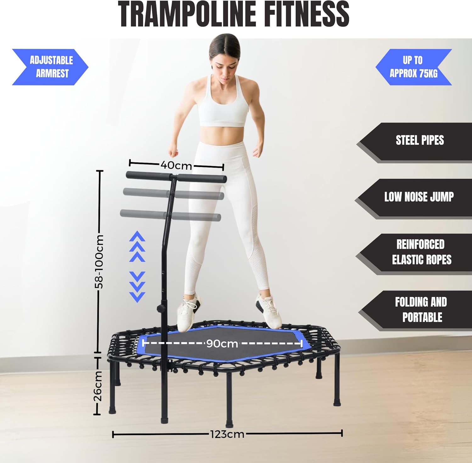 Detalle 2 de Cama Elástica Fitness Ø90cm Plegable y Silenciosa para Todos🦘