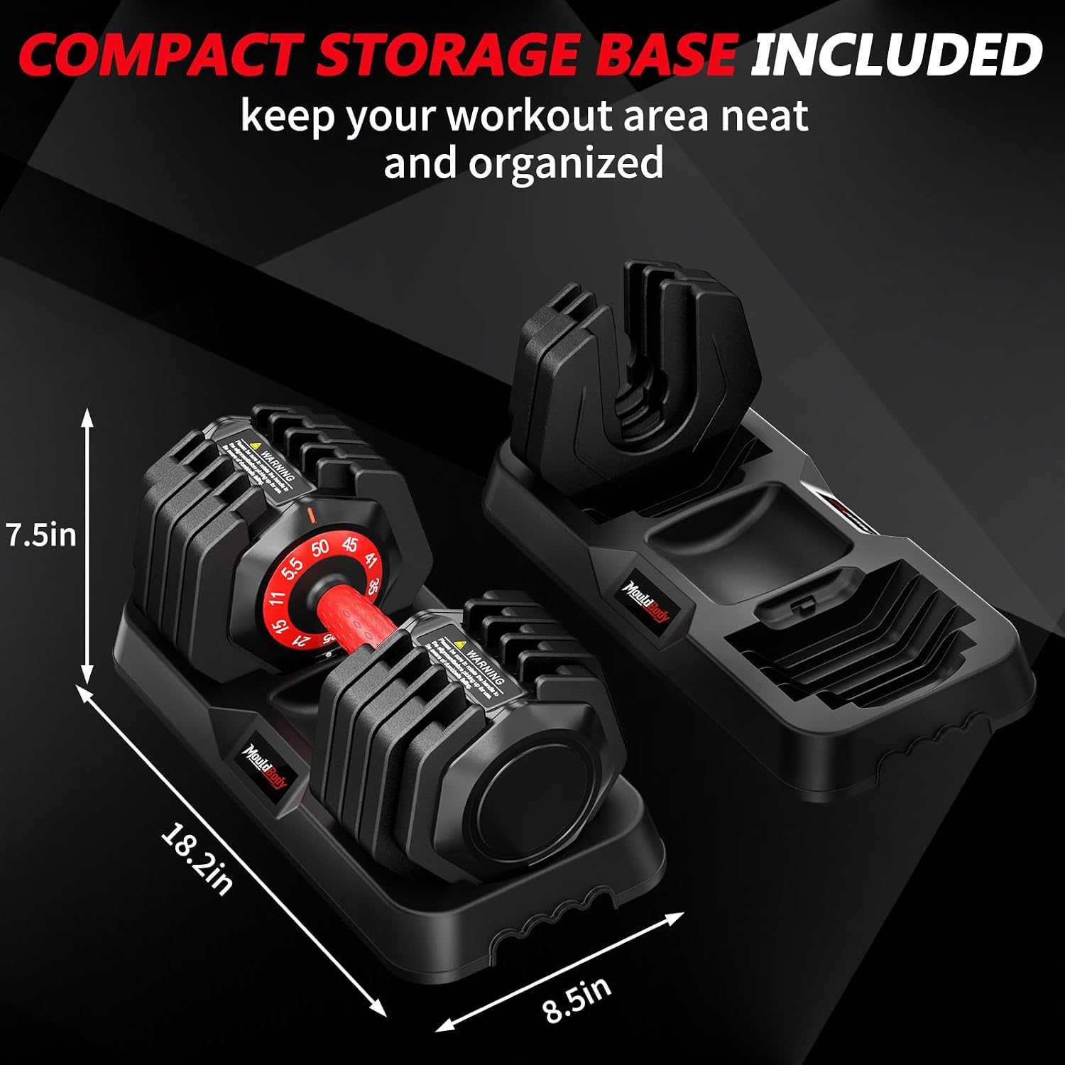 Thumbnail 6 de MouldBody 1 Adjustable Dumbbell Set, 10-in-1, 50 lb Pair with Storage Base